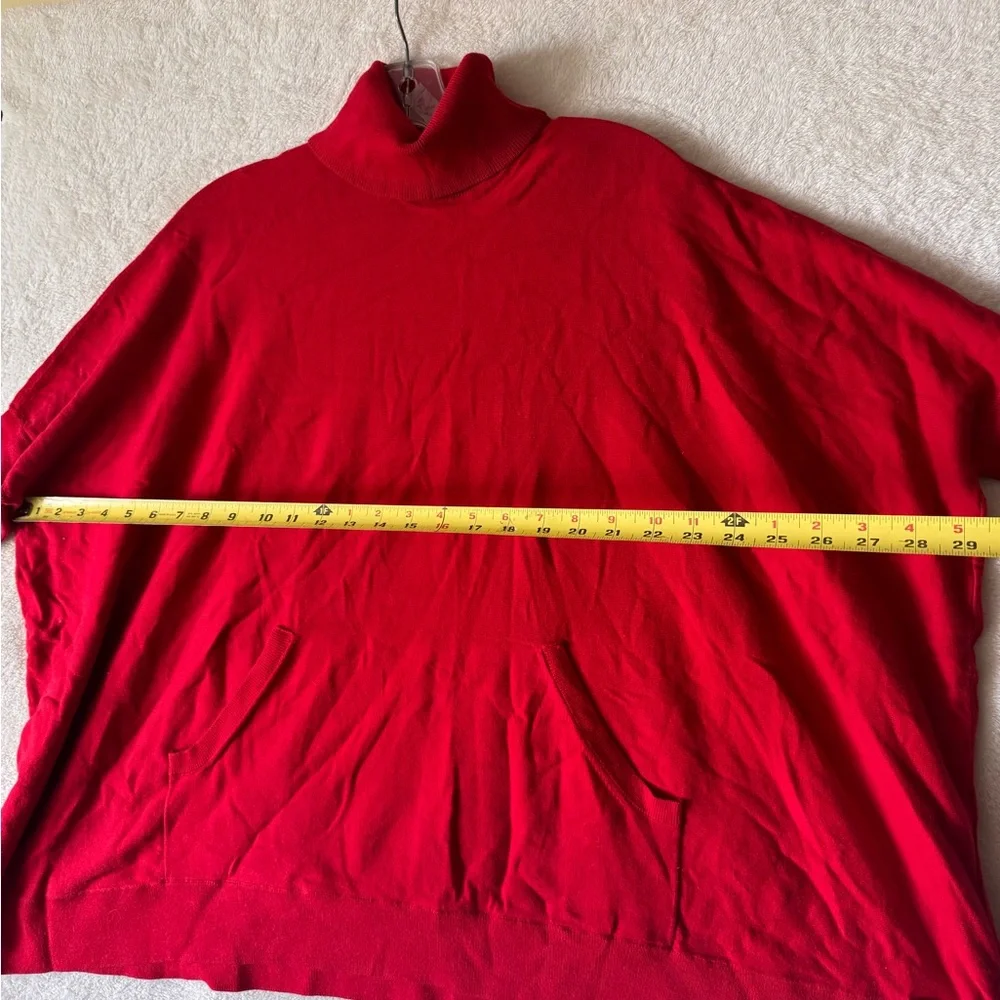 Michael Kors Oversized Poncho Turtleneck Knit Sweater Pocket Knit Stretch Cozy M - Picture 12 of 13